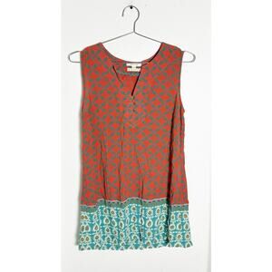 White Stuff Red Mixed Print Sleeveless Tank Blouse sz 6